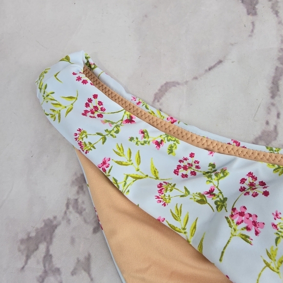 J Crew Swim Bottom Curved Waist Bikini Mid High Cut Cheeky Cloud Floral BF140 - Picture 2 of 10